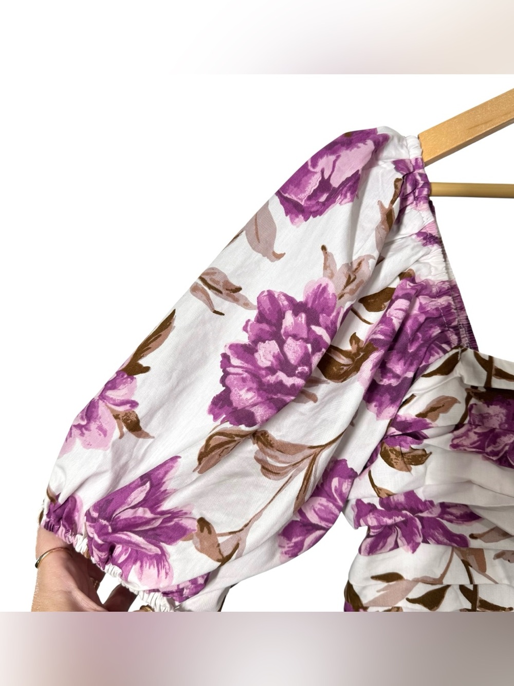 Abercrombie and Fitch Emerson Floral Poplin Puff Sleeves Midi Dress LP L Petite - Picture 5 of 6
